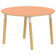 Table 4 pieds inclinés métal/bois ronde Ø 120 cm stratifié ABS