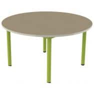 Table Carélie mobile ronde Ø120 cm 4 pieds - stratifié polyuréthane