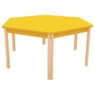 Table Ergo hexagonale T0 - piètement bois hêtre