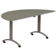 Table Isy 1/2 rond Ø 160 cm DL plateau strat pliant chêne bardolino/gris argent