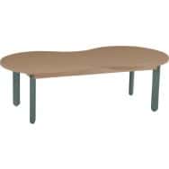 Table Lili cacahuète, plateau hêtre, piétement bois couleur