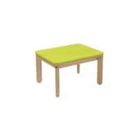 Table Lili carrée, plateau couleur, piétement bois hêtre