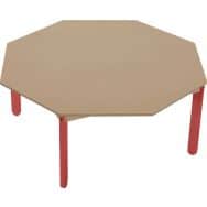 Table Lili octogonale, plateau hêtre, piétement bois couleur
