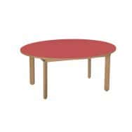 Table Lili ovale, plateau couleur, piétement bois hêtre