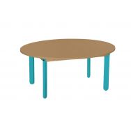 Table Lili ovale, plateau hêtre, piétement bois couleur