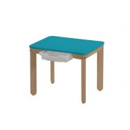 Table Lili rectangulaire, plateau couleur avec casier, piétement bois hêtre