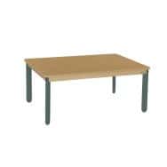 Table Lili rectangulaire, plateau hêtre, piétement bois couleur