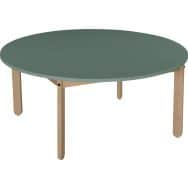 Table Lili ronde, plateau couleur, piétement bois hêtre