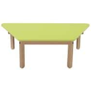 Table Lili trapèze, plateau couleur, piétement bois hêtre