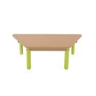 Table Lili trapèze, plateau hêtre, piétement bois couleur