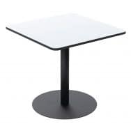 Table Mezzo carrée 80 x 80 cm plateau stratifié blanc piètement noir