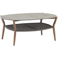 Table basse Nordic alu bois naturel - plateau oblong compact noir/gris