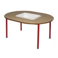 Table fixe Chloé plateau avec bac hêtre 4 pieds ovale - Mobidecor