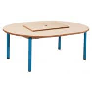 Table fixe Chloé plateau beige avec bac 4 pieds ovale