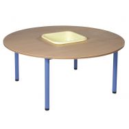 Table maternelle ronde avec bac 4 pieds tube Lise