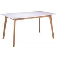 Table réunion Marie 140x75x80 cm Blanc/Chêne