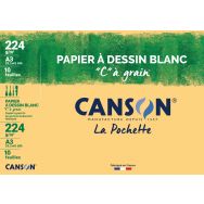 pochette Canson® papier à dessin blanc C à grain A3 10 feuilles 224g/m²