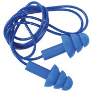100 paires de bouchons d'oreilles silicone réutil. Bleu + cordelette
