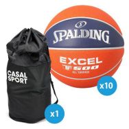 10 ballons basket Spalding - TF500 LNB Taille 7 + sac rangement