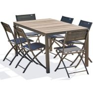 1 table de jardin Boston + 6 chaises pliantes