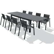 1 table jardin Miami 300x100cm+8 fauteuils alu