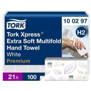 21 Essuie mains Tork Premium H2 Enchevêtré 2100 feuilles/paquet soft