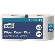 2 Bobines d'essuyage Tork Plus - 750 formats Blanc