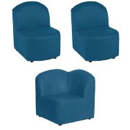 2 chauffeuses droites+1 angle Bowling Déhoussable PVC M1 Urban Pétrole