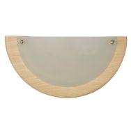 Applique demi-lune en verre dépoli. Base en métal effet Ezio naturel
