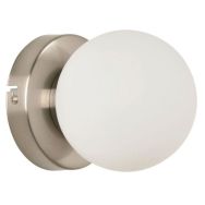 Applique ronde en métal peint. Abat-jour globe en verre dépoli - Corep