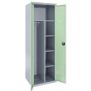Arm.2P larg. 60cm socle moraillon 1/2 pend. 1/2 ling. alu/vert
