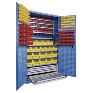 Armoire 146 bacs 2 ptes batt 1100x620x1950 mm Bleu pigeon /Bleu clair