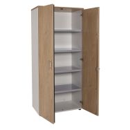 Armoire 2 portes battantes hauteur 180 cm Linéo coloris chêne/blanc