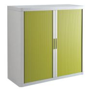 Armoire Easy Office hauteur 104 cm corps blanc rideaux coloris vert