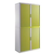 Armoire Easy Office hauteur 204 cm corps blanc rideaux coloris vert