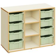 Armoire  Lucy 3 colonnes et 8 petits bacs blanc/vert-Mirplay School