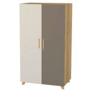 Armoire Silphy 2 portes taupe/grès avec serrure