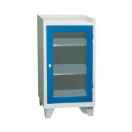 Armoire Sur Socle-Portes Transpar. Gris/Bleu 2 Tablettes