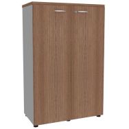 Armoire Tétris portes battantes hauteur 131 cm coloris noyer/alu