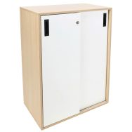 Armoire à portes coulissantes H.110 cm Chêne/Blanc Manutan