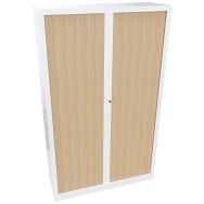 Armoire à rideau métallique 120 x 198 cm Chêne clair/Blanc