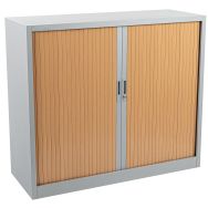 Armoire &agrave; rideaux Manutan 105X120X45 cm Alu/H&ecirc;tre