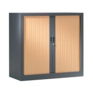 Armoire à rideaux ton bois haut 100 cm - Vinco