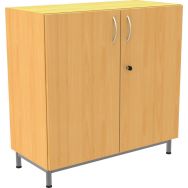 Armoire basse Octet portes battantes hêtre 100x100cm roulettes gris 9006