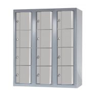 Armoire basse Omega non visitable sans pieds 3 colonnes 12 casiers - gris-gris
