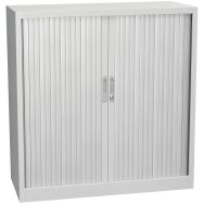 Armoire basse à rideaux lg 100 Ht 105 cm Aluminium 2 tablettes