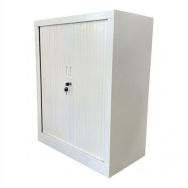 Armoire basse reconditionnée - Rideaux - Blanche