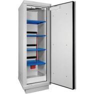 Armoire blanche haute LITHIUM 1 porte 4 étagères 4 rack 8 prises