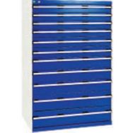 Armoire d'atelier à tiroirs Bott SL107 Ht 160 cm 11 tiroirs Gris/Bleu