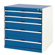 Armoire d'atelier à tiroirs Bott SL87 Ht 80 cm 5 tiroirs Gris/Bleu